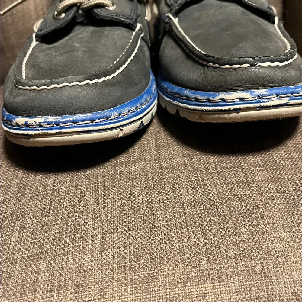 Sperry Top-Sider Charcoal Boat Shoes leather with Blue Trim men's 10